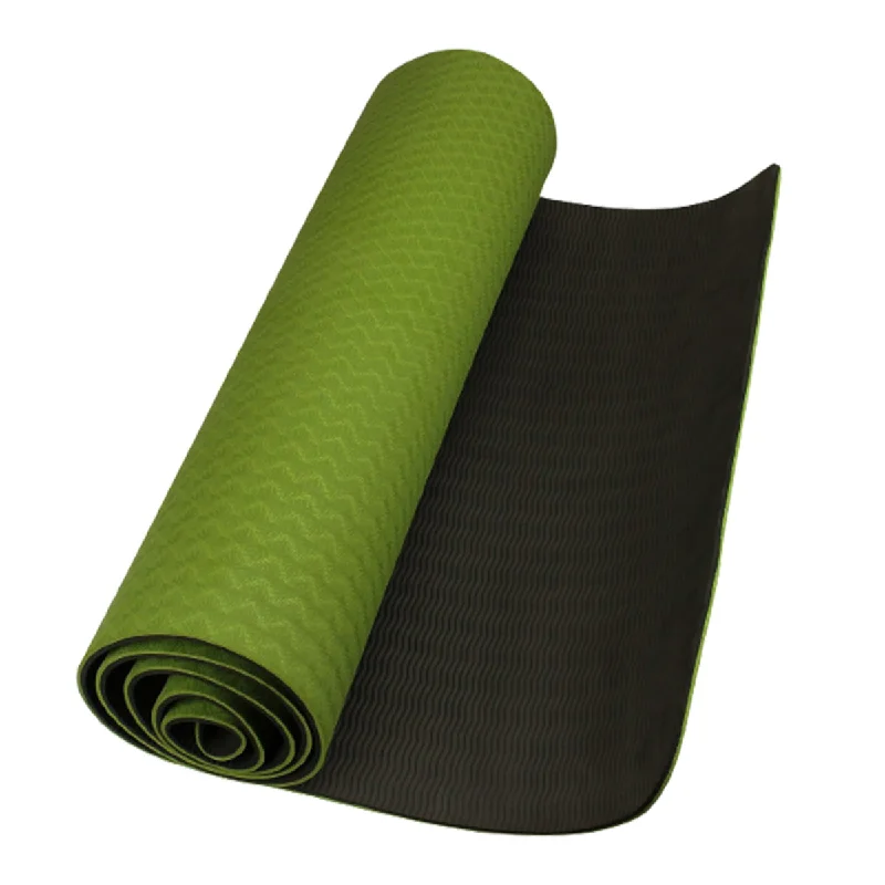 Limited Stock Yoga Mat Exercise Fitness TPE Eco Friendly Non Slip Dual Layer Dark Green 0.6 cm With Handle Strap Limited Stock Yoga Mat Exercise Fitness TPE Eco Friendly Non Slip Dual Layer Dark Green 0.6 cm With Handle Strap