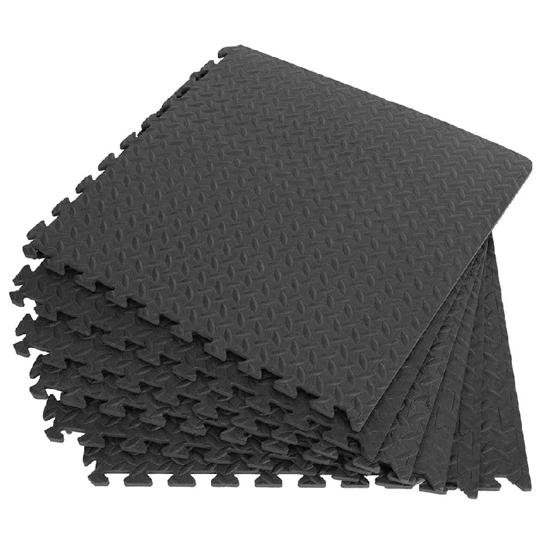 Super Deal Impact Puzzle Mats Interlock Black 6 Pieces