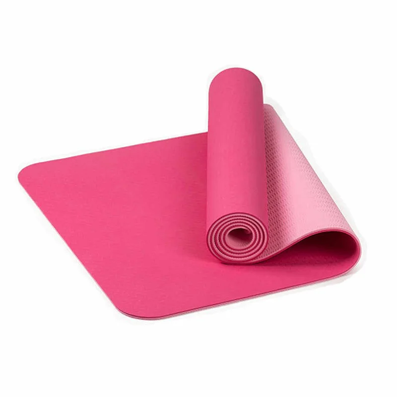 Best Seller Yoga Mat Exercise Fitness TPE Eco Friendly Non Slip Dual Layer Pink 0.6 cm With Handle Strap Best Seller Yoga Mat Exercise Fitness TPE Eco Friendly Non Slip Dual Layer Pink 0.6 cm With Handle Strap