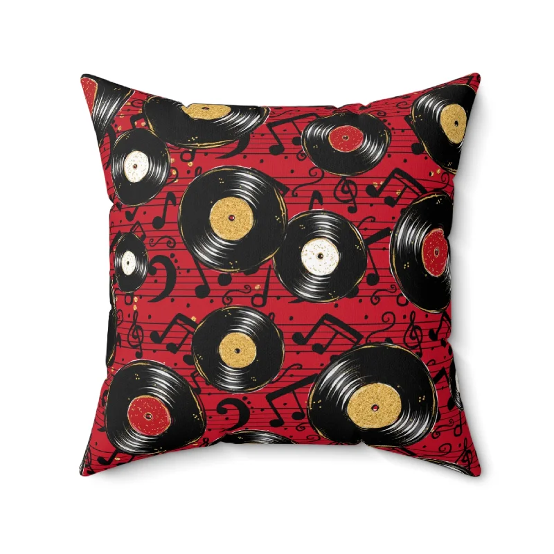 Don't Wait Spun Polyester Square Pillow, Red Music Cushion