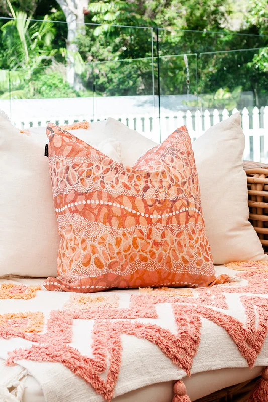 Don't Miss Gubarr (Red Ochre) Linen Cushion Cover (45cm x 45cm)