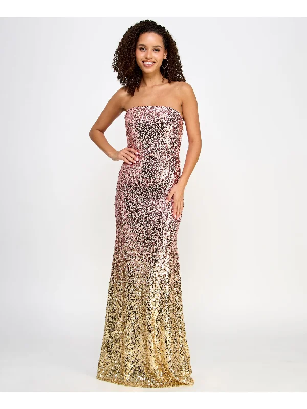 Super Bargain VIOLET WEEKEND Womens Pink Zippered Sequined Lined Open Back With Buckle And Ombre Sleeveless Strapless Full-Length Formal Gown Dress Super Bargain VIOLET WEEKEND Womens Pink Zippered Sequined Lined Open Back With Buckle And Ombre Sleeveless Strapless Full-Length Formal Gown Dress