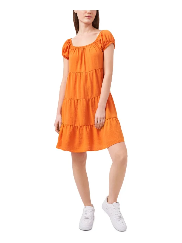 Take Advantage RILEY&RAE Womens Orange Cap Sleeve Scoop Neck Baby Doll Dress