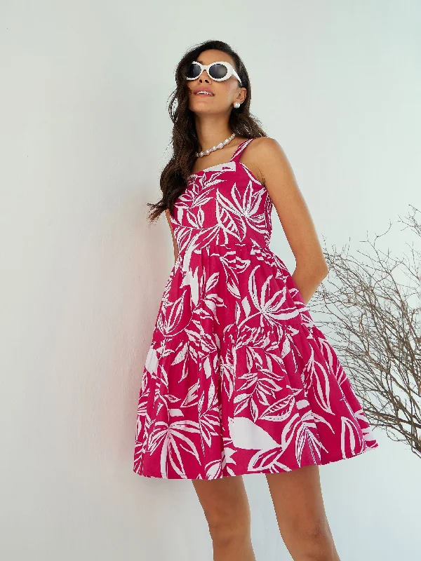 Price Buster Women Fuchsia & White Strappy Dress