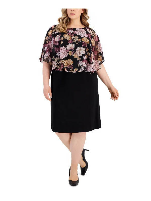 Massive Deals CONNECTED APPAREL Womens Black Jersey Round Neck Knee Length Sheath Dress Massive Deals CONNECTED APPAREL Womens Black Jersey Round Neck Knee Length Sheath Dress
