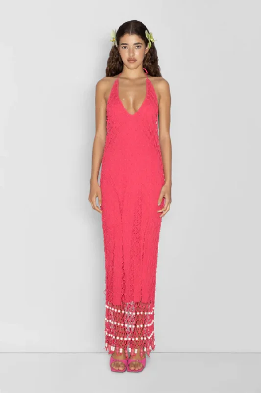 Savings Alert Reis Macrame Maxi Dress Candy