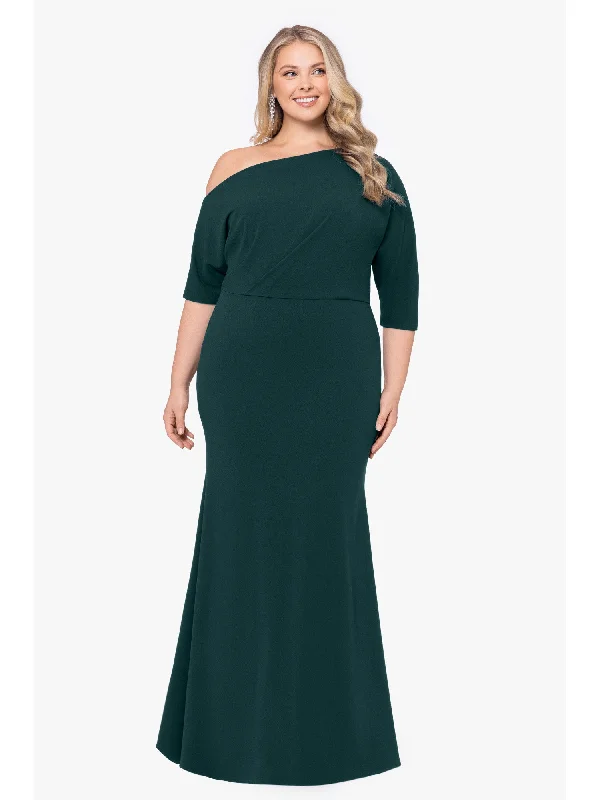 Buy Now BETSY & ADAM Womens Green Zippered Lined Gathered Elbow Sleeve Asymmetrical Neckline Full-Length Evening Gown Dress Buy Now BETSY & ADAM Womens Green Zippered Lined Gathered Elbow Sleeve Asymmetrical Neckline Full-Length Evening Gown Dress