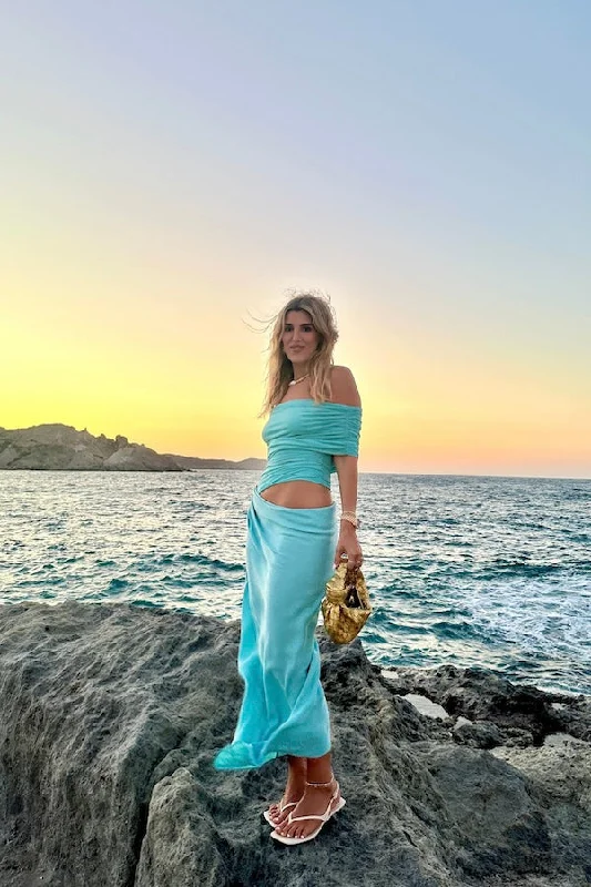 Flash Sale Nico Off Shoulder Maxi Dress Aquamarine