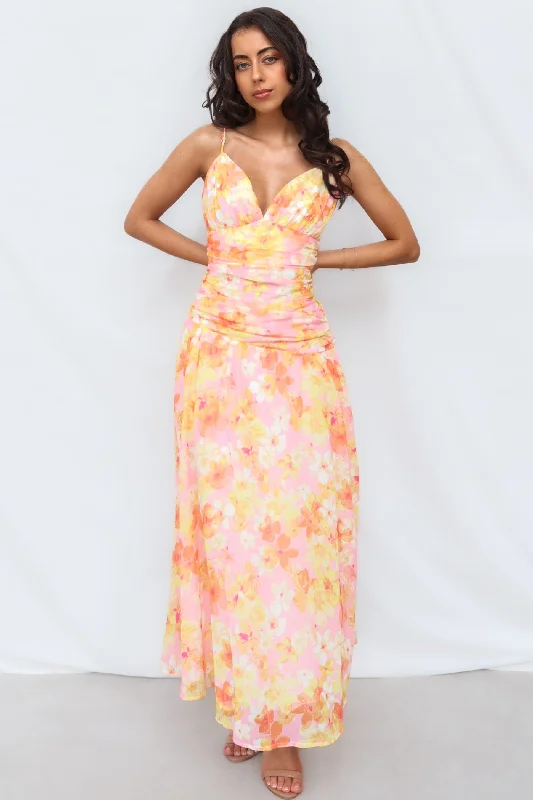 Year-End Sale Yura Maxi Dress - Yellow Floral