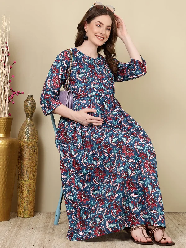 Savings Event Women Multi Printed Flared Maternity Dress