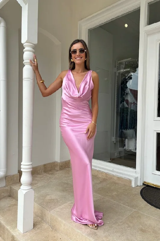 Final Markdown Drape Front Maxi Dress Pink