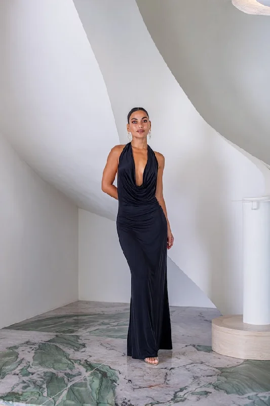Major Savings Saint Plunge Maxi Dress Black