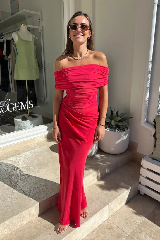 Special Offer Nico Off Shoulder Maxi Dress Watermelon