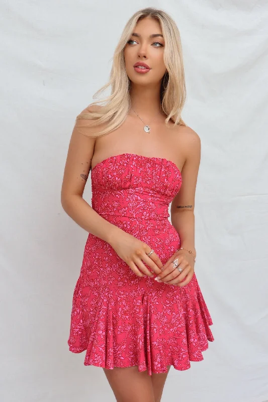 Stock Clearance Kaylee Mini Dress - Pink Floral