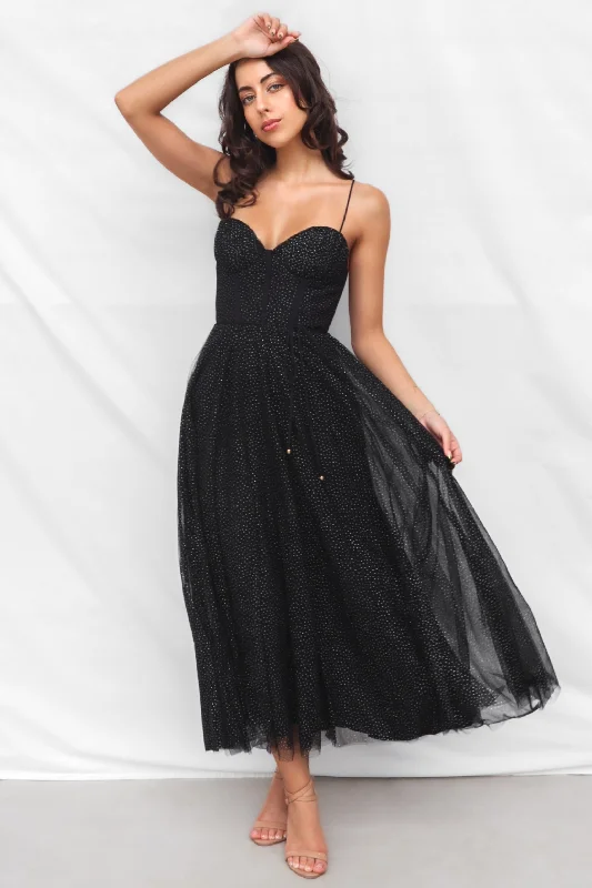 Friends and Family Sale Mary Tulle Midi Dress - Black