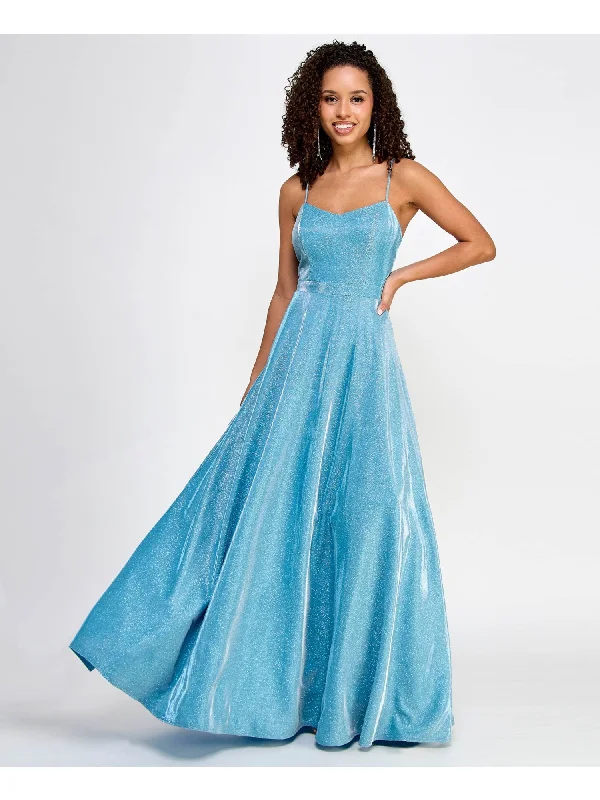 Buy Now CITY STUDIO Womens Aqua Zippered Lined Glitter Caged Mesh Back Soft Cup Spaghetti Strap Scoop Neck Full-Length Formal Gown Dress Buy Now CITY STUDIO Womens Aqua Zippered Lined Glitter Caged Mesh Back Soft Cup Spaghetti Strap Scoop Neck Full-Length Formal Gown Dress