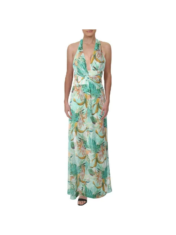 Weekend Deal MARCIANO Womens Green Printed Sleeveless V Neck Maxi Shift Dress