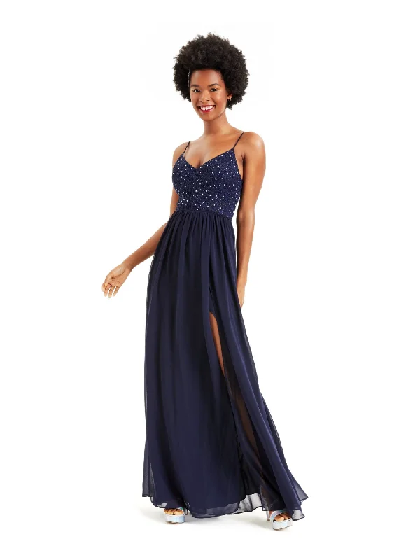 Deal Dash CITY STUDIO Womens Navy Lace Rhinestone Spaghetti Strap Maxi Formal Empire Waist Dress Deal Dash CITY STUDIO Womens Navy Lace Rhinestone Spaghetti Strap Maxi Formal Empire Waist Dress