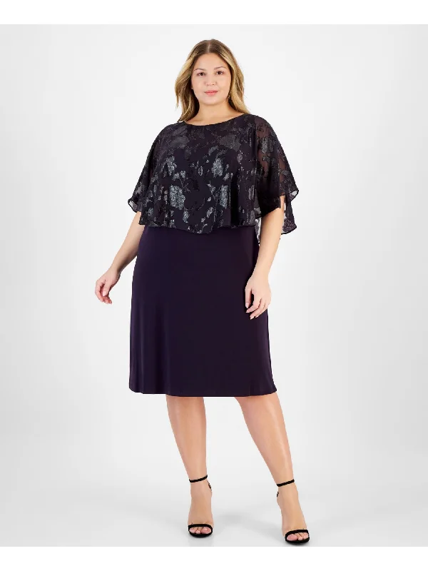 Limited Time Offer CONNECTED APPAREL Womens Navy Flutter Sleeve Round Neck Below The Knee Wear To Work Sheath Dress Limited Time Offer CONNECTED APPAREL Womens Navy Flutter Sleeve Round Neck Below The Knee Wear To Work Sheath Dress