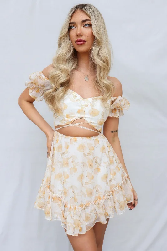 Take Advantage Monet Mini Dress - Yellow Floral
