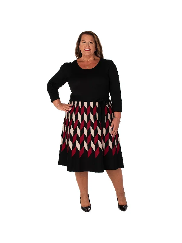 Bargain Blast TAYLOR Womens Black Belted Long Sleeve Jewel Neck Midi Wear To Work Sweater Dress Bargain Blast TAYLOR Womens Black Belted Long Sleeve Jewel Neck Midi Wear To Work Sweater Dress