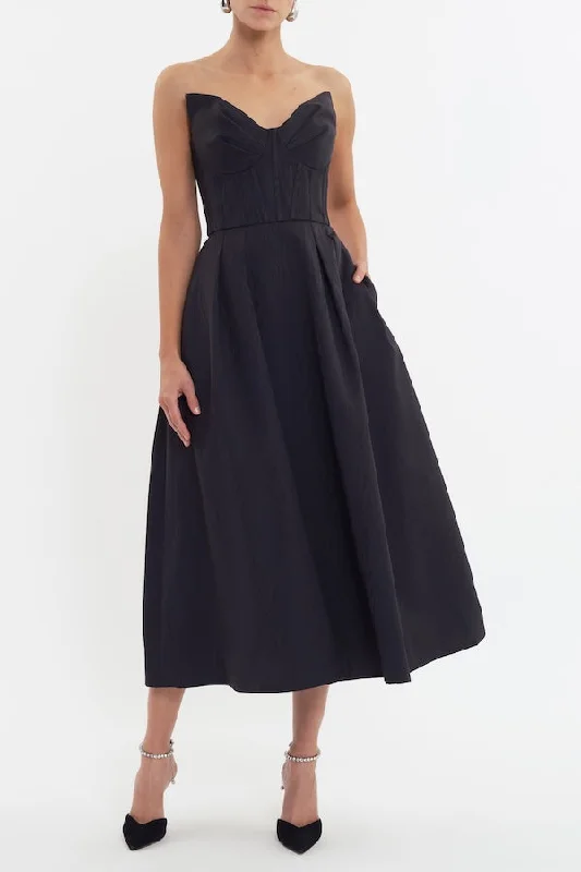 Final Sale Luiza Strapless Midi Dress Black