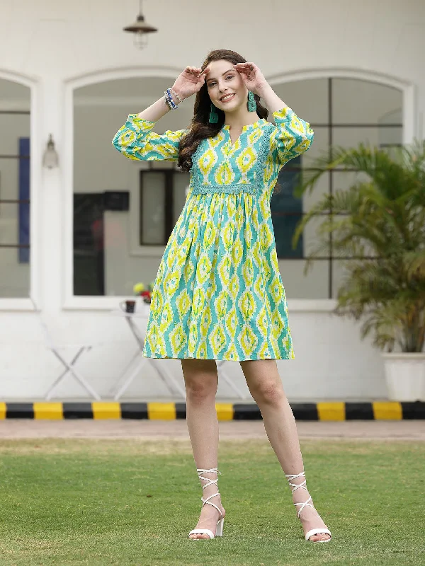 Savings Galore Tropical Printed Cotton A-Line Dress