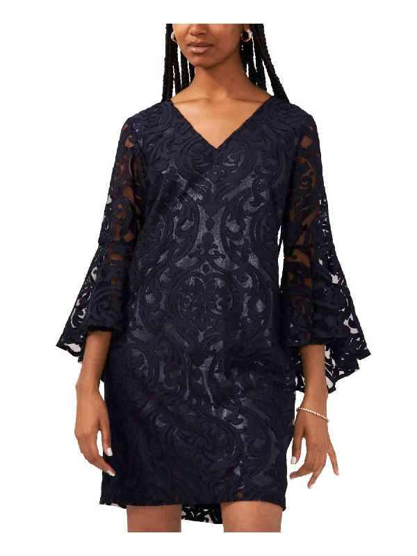 Today’s Deal MSK Womens Navy Zippered Lined Bell Sleeve V Neck Short Party Sheath Dress Today’s Deal MSK Womens Navy Zippered Lined Bell Sleeve V Neck Short Party Sheath Dress