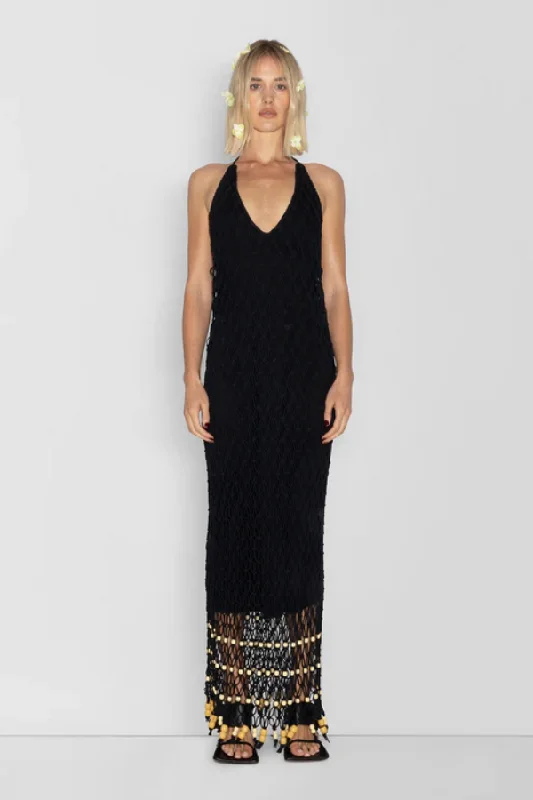 Savings Bonanza Reis Macrame Maxi Dress Noir