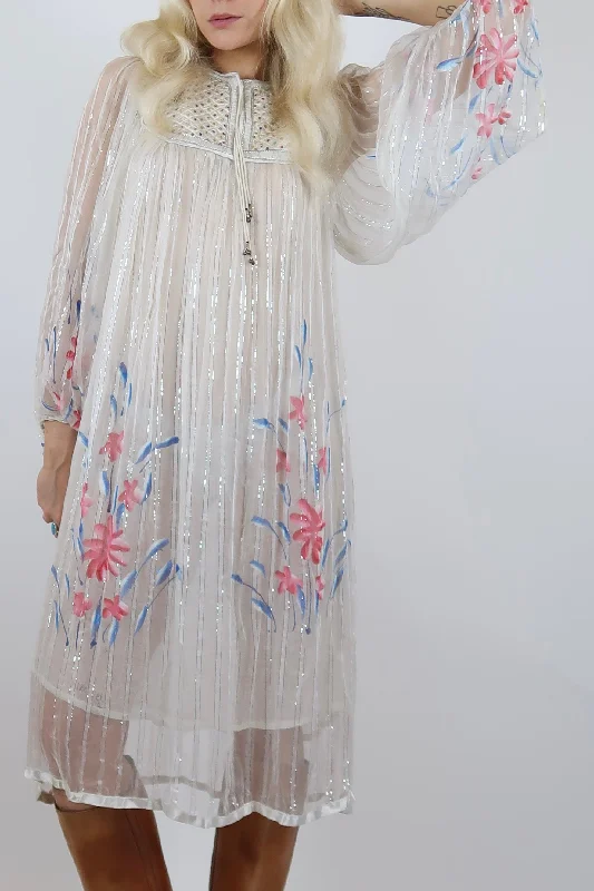 Price Reduction 1970s Sharma’s rayon midi dress
