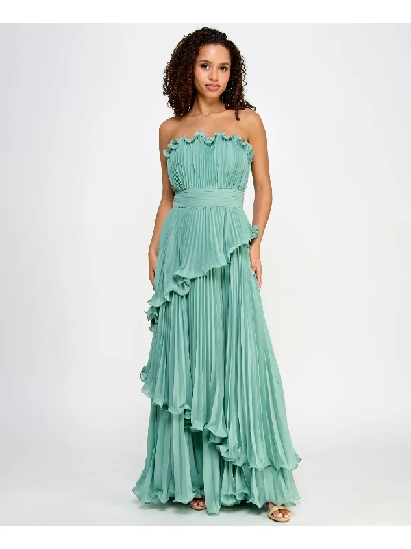 Deal Dash SPEECHLESS Womens Green Pleated Zippered Asymmetric Tiered Lined Cabbage Sleeveless Strapless Full-Length Formal Gown Dress Deal Dash SPEECHLESS Womens Green Pleated Zippered Asymmetric Tiered Lined Cabbage Sleeveless Strapless Full-Length Formal Gown Dress