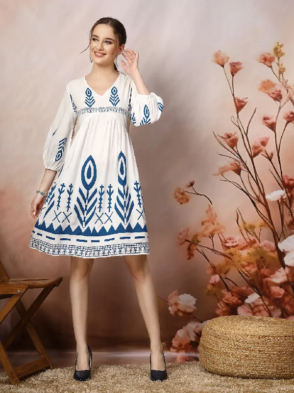 Deal Frenzy Printed Rayon Flared Dress