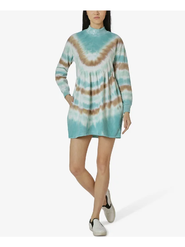 Can't Miss ULTRA FLIRT Womens Light Blue Tie Dye Mini Shift Dress
