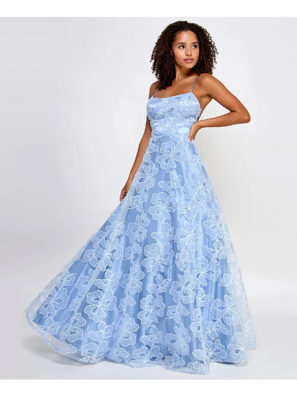 Deal of the Day SAY YES TO THE PROM Womens Light Blue Sequined Zippered Lace Up Back Mesh Ruffle Accents Spaghetti Strap Scoop Neck Full-Length Prom Gown Dress Deal of the Day SAY YES TO THE PROM Womens Light Blue Sequined Zippered Lace Up Back Mesh Ruffle Accents Spaghetti Strap Scoop Neck Full-Length Prom Gown Dress