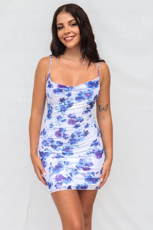 Seasonal Clearance Angelyn Mini Dress - Blue Floral