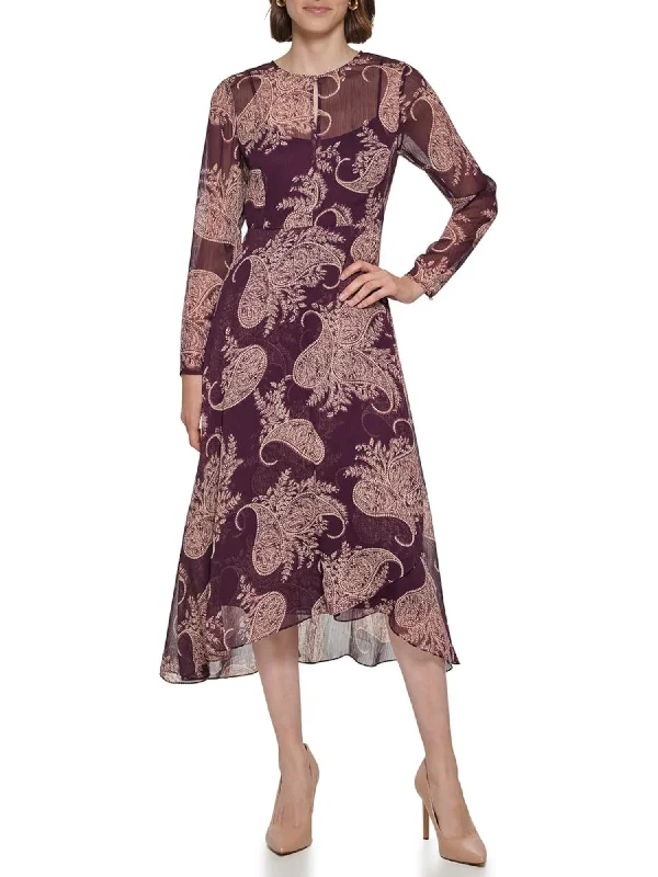 Buy More, Save More TOMMY HILFIGER Womens Burgundy Lined Zippered Buttoned Cuff Ruffled Hi-lo Hem Paisley Long Sleeve Keyhole Tea-Length A-Line Dress Buy More, Save More TOMMY HILFIGER Womens Burgundy Lined Zippered Buttoned Cuff Ruffled Hi-lo Hem Paisley Long Sleeve Keyhole Tea-Length A-Line Dress