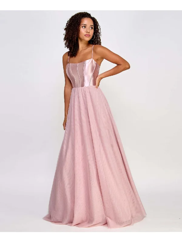 Huge Savings CITY STUDIO Womens Pink Zippered Adjustable Mesh Lined Metallic Corset Sheer Spaghetti Strap Sweetheart Neckline Full-Length Formal A-Line Dress Huge Savings CITY STUDIO Womens Pink Zippered Adjustable Mesh Lined Metallic Corset Sheer Spaghetti Strap Sweetheart Neckline Full-Length Formal A-Line Dress