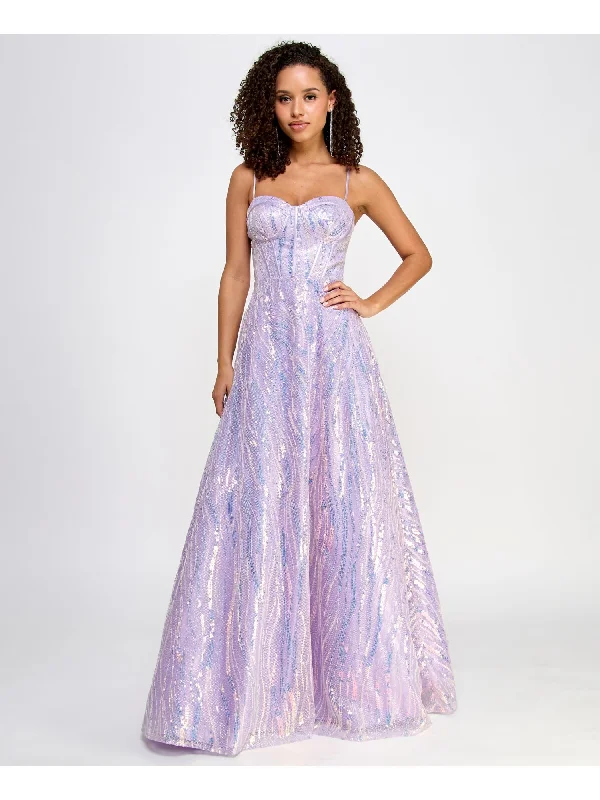 Extra Savings SAY YES TO THE PROM Womens Purple Sequined Zippered Lined Corset Bodice Glitter Spaghetti Strap Sweetheart Neckline Full-Length Formal Gown Dress Extra Savings SAY YES TO THE PROM Womens Purple Sequined Zippered Lined Corset Bodice Glitter Spaghetti Strap Sweetheart Neckline Full-Length Formal Gown Dress