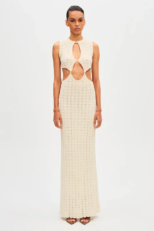 Hurry In Esther Knit Maxi Dress Vanilla