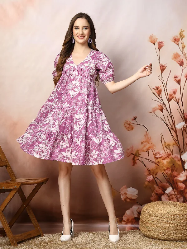 Special Buy Tropical Printed Cotton Flared Dress