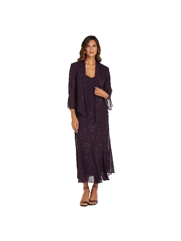Unbeatable Prices R&M RICHARDS Womens Purple Stretch Beaded Lined Open Front 3/4 Sleeve Jacket Sleeveless V Neck Midi Party Fit + Flare Dress Unbeatable Prices R&M RICHARDS Womens Purple Stretch Beaded Lined Open Front 3/4 Sleeve Jacket Sleeveless V Neck Midi Party Fit + Flare Dress