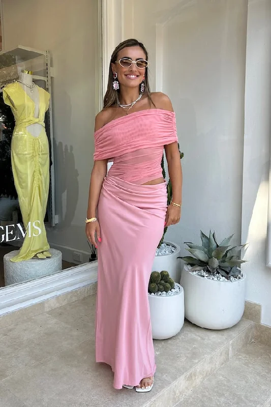 Limited Time Offer Nico Off Shoulder Maxi Dress Candy Floss