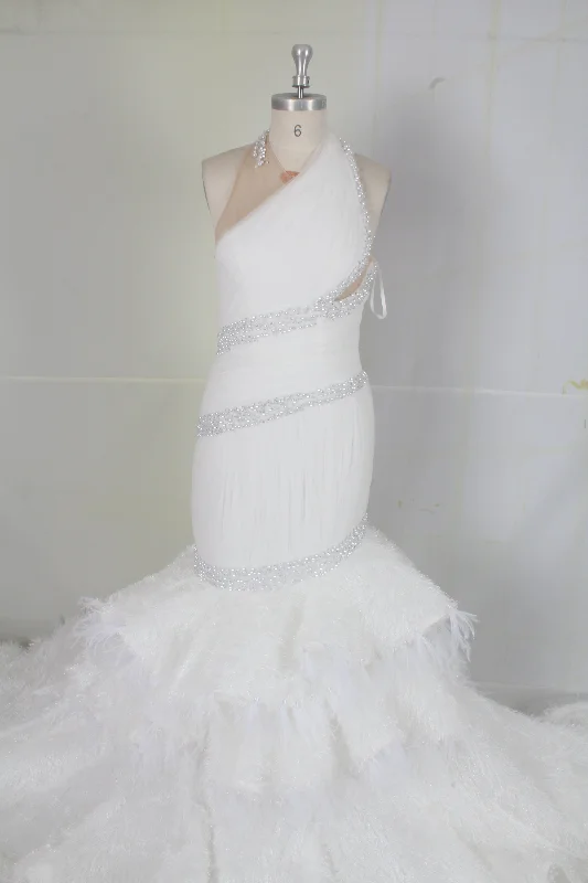 Overstock Other Darius Cordell Reviews - Halter fit-n-flare wedding gown