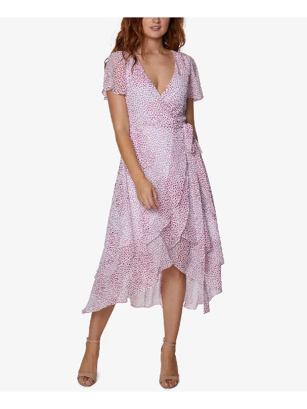 Fantastic Offers SAGE COLLECTIVE Womens Sheer Printed Flutter Sleeve Surplice Neckline Midi Evening Wrap Dress Fantastic Offers SAGE COLLECTIVE Womens Sheer Printed Flutter Sleeve Surplice Neckline Midi Evening Wrap Dress