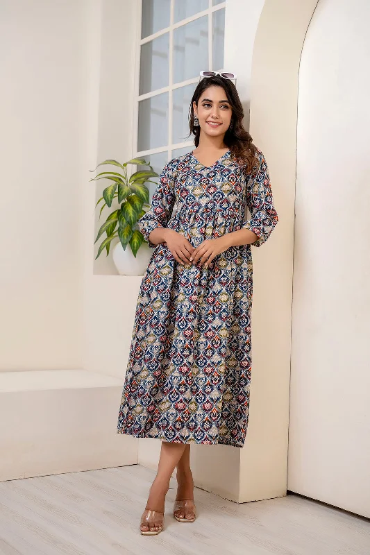 Super Deal Multi Ethnic Printed Dress For Women