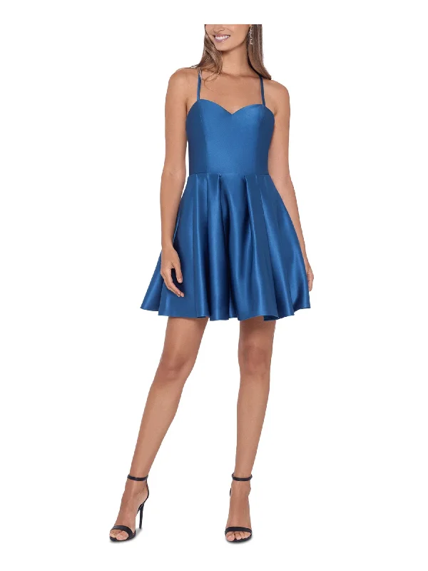 Special Discount BLONDIE NITES Womens Zippered Spaghetti Strap Sweetheart Neckline Short Party Fit + Flare Dress Special Discount BLONDIE NITES Womens Zippered Spaghetti Strap Sweetheart Neckline Short Party Fit + Flare Dress