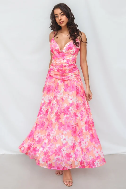 Early Bird Discount Yura Maxi Dress - Pink Floral