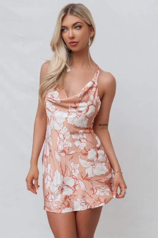 Price Cut Marina Mini Dress - Peach Floral