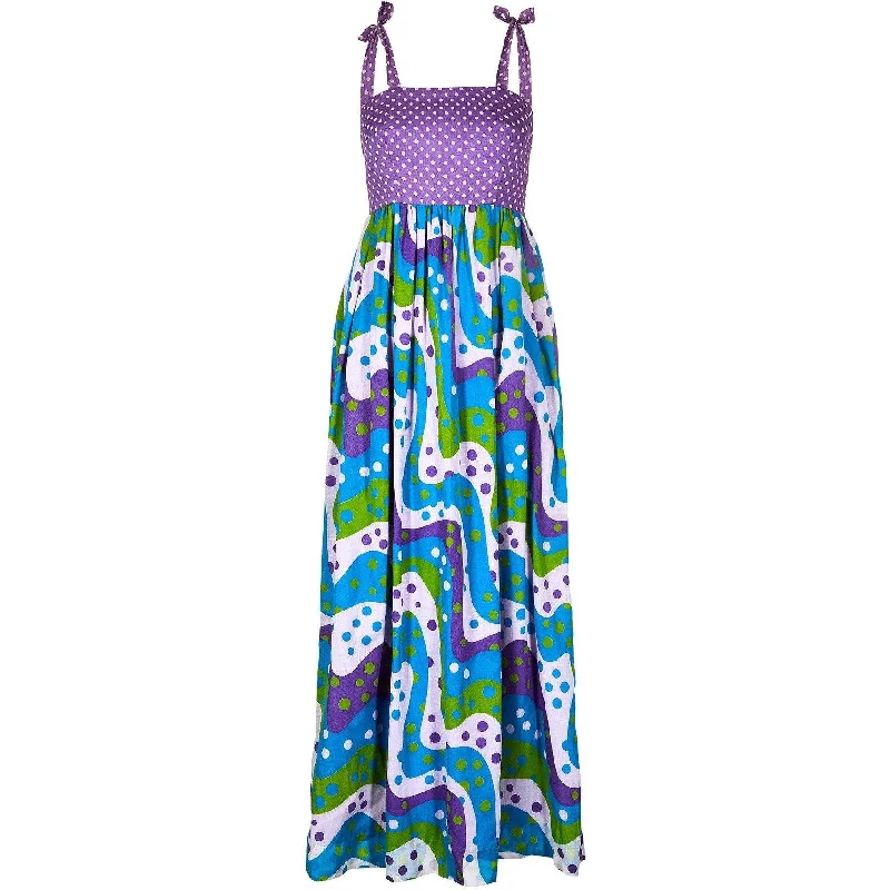 New Deals 1970s Multi Coloured Polka Dot Maxi Dress