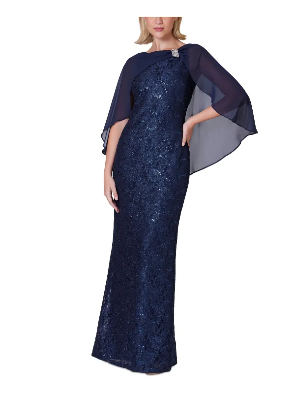 Weekend Flash Sale JESSICA HOWARD Womens Navy Zippered Lined Embellished Caplet Hi-lo Overlay Sleeveless Boat Neck Full-Length Formal Gown Dress Weekend Flash Sale JESSICA HOWARD Womens Navy Zippered Lined Embellished Caplet Hi-lo Overlay Sleeveless Boat Neck Full-Length Formal Gown Dress
